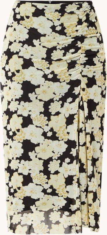 Fabienne Chapot Jessy midi skirt black & vanile flower print