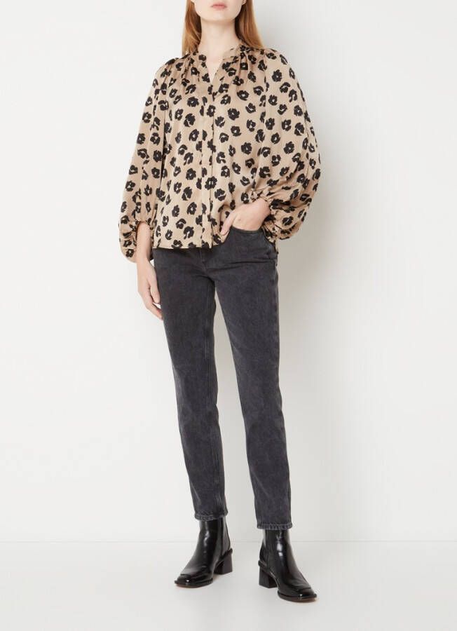 Neo Noir Taupe Blouse Nara Distressed Dot Blouse