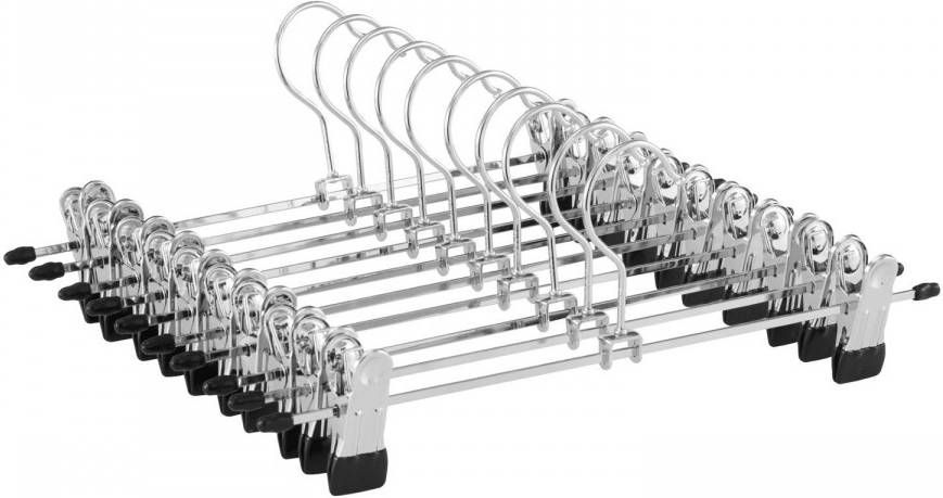 Acaza Antislip Kledinghangers Large 40 Cm Lang Verstelbare Knijpers Roterende Haak 20 Stuks Zilvergrijs