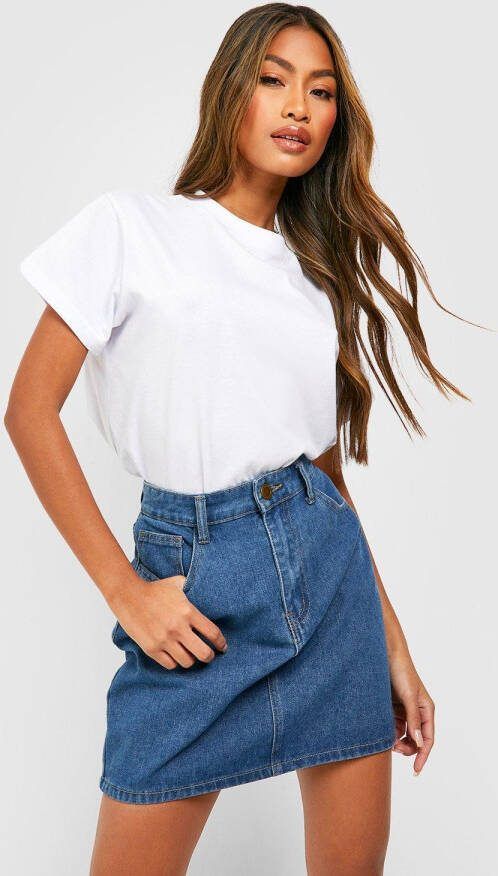 boohoo High Waist Disco Spijkerrok, Mid Wash