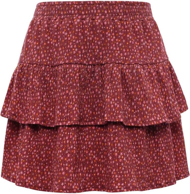 Looxs Revolution Strokenrokje plum bloemenprint voor meisjes in de kleur