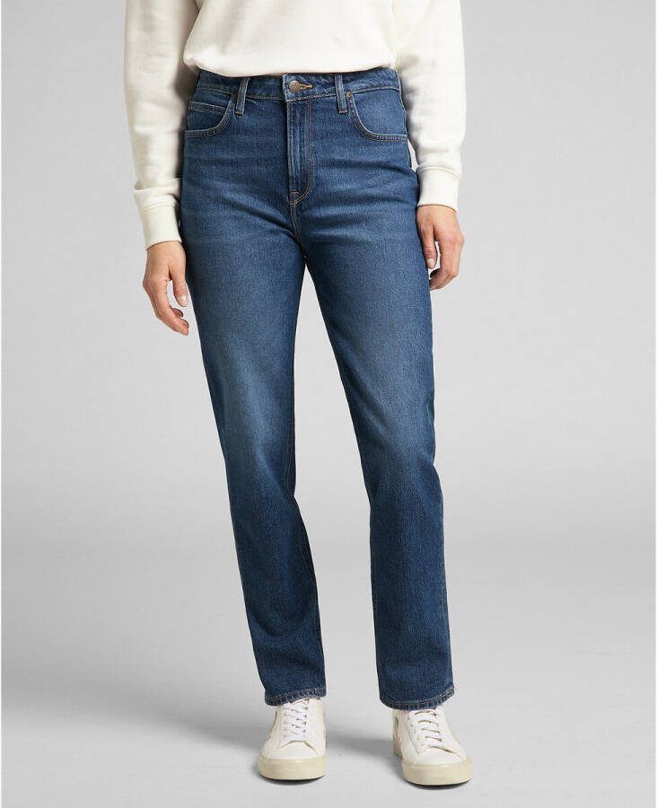 Lee Blauwe Straight Leg Jeans Carol(regular Straight Croppe