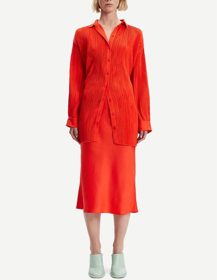 SAMSOE AND SAMSOE Rechte kokerrok in satijn Agneta