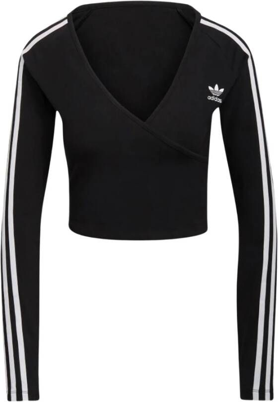 Adidas 3Stripes Longsleeve Tee Dames T Shirts Black 93% Katoen, 7% Elastaan
