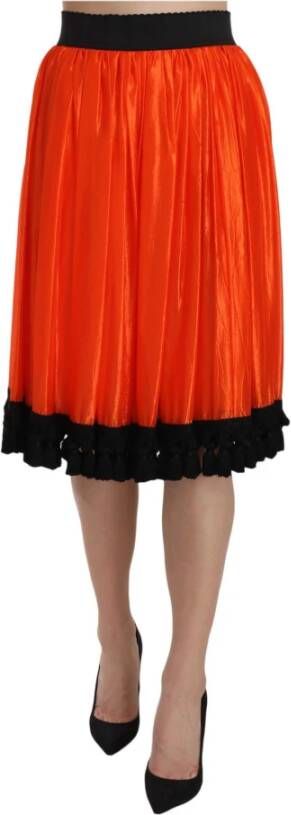 Orange High Waist Knee Length Skirt Dolce & Gabbana Pre owned, Zwart, Dames