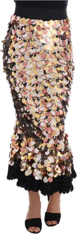 Gold Sequined Peplum High Waist Skirt Dolce & Gabbana Pre owned, Zwart, Dames