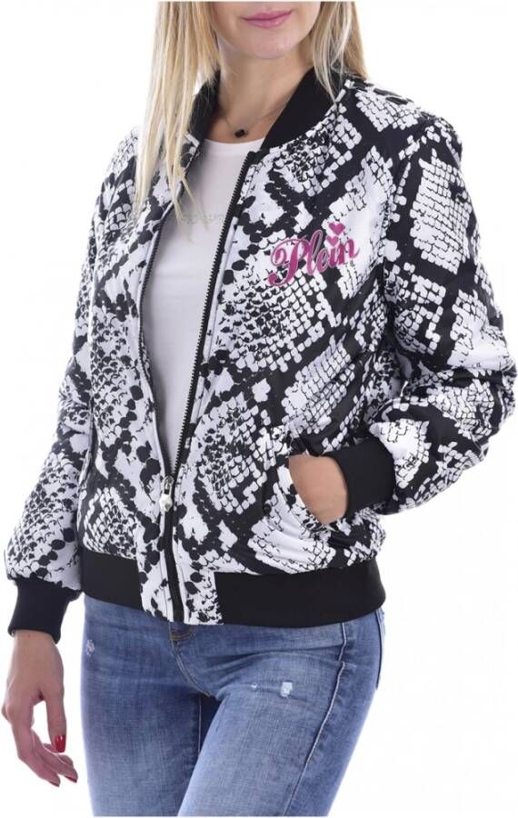 Philipp Plein Python korte bedrukte bommenwerper , Zwart, Dames