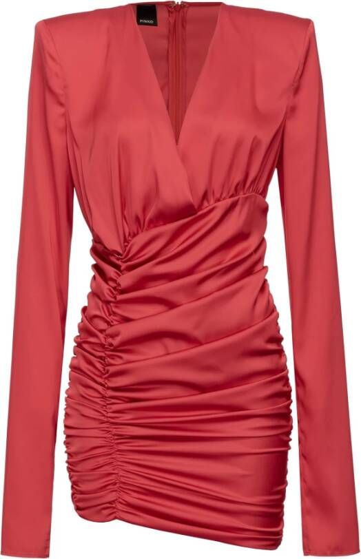pinko Zanzibar Abito Satin Stretch Leggero , Rood, Dames