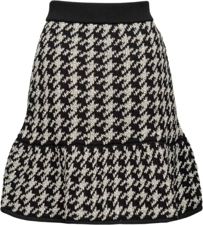 pinko National Gonna Pied de Poule Bicolor , Zwart, Dames