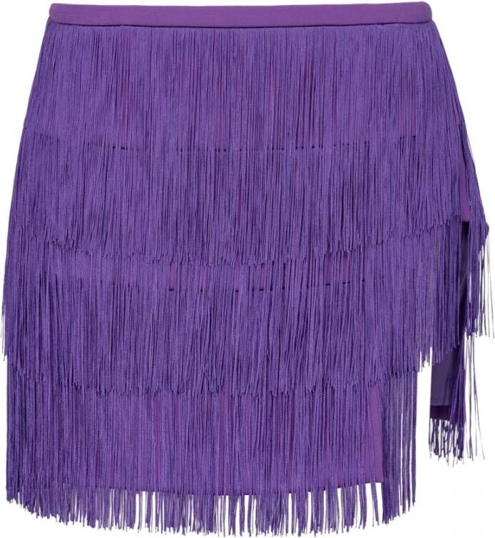 pinko LAS Palmas Gonna Frange + Crepe Stretch , Paars, Dames