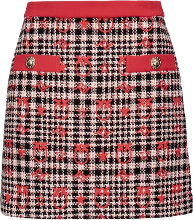 pinko Gratuito Gonna Tinto Filo Jacquard Logo , Rood, Dames