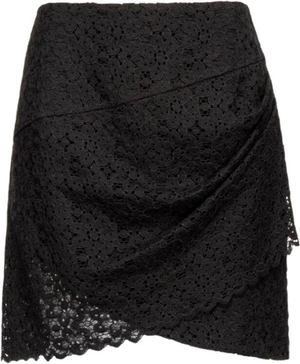 pinko Bloemen kanten minirok , Zwart, Dames