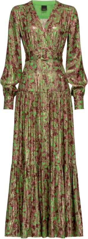 pinko Lange bloemen Lurex shirtjurk , Groen, Dames