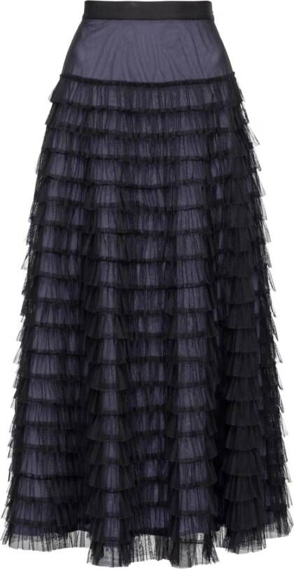 pinko Buenos Aires Flounce Tulle Skirt , Zwart, Dames