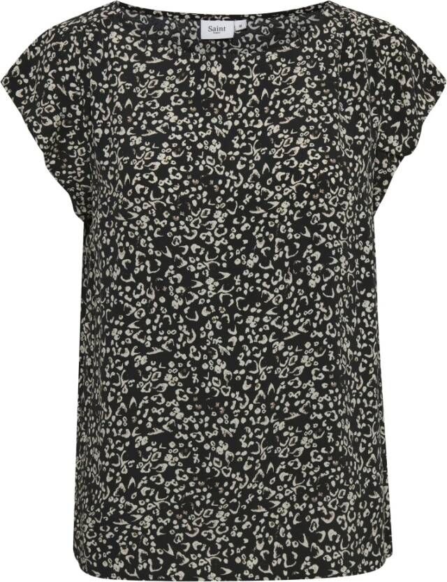 Saint Tropez Adelesz SS Blouse , Zwart, Dames