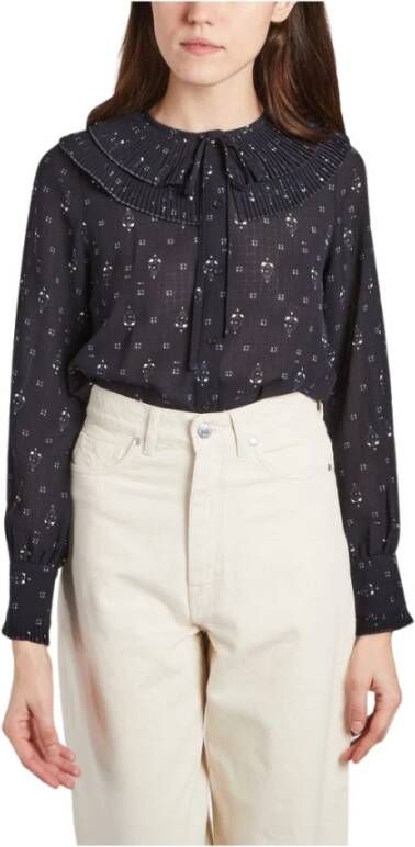 Sessun Rosa gegolfde blouse , Blauw, Dames