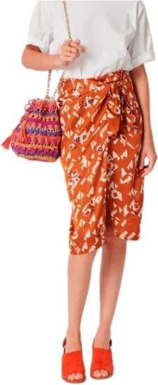 Sessun Le Couchant printed wrap skirt , Oranje, Dames
