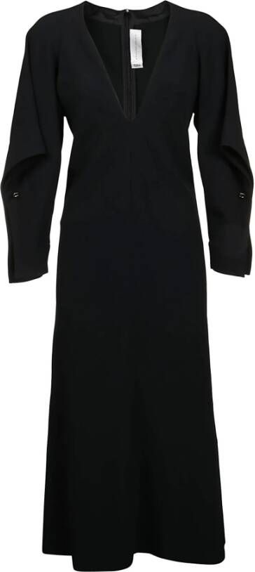 Victoria Beckham Abito gedrapeerde mouwjurk , Zwart, Dames