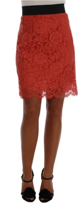 Dolce & Gabbana DG oranje macramé kanten kokerrok , Oranje, Dames