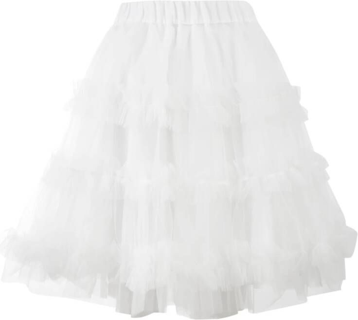 P.a.r.o.s.h. Short Skirt Whit Tulle AND Flounce , Wit, Dames