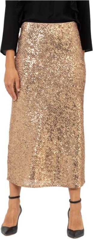 PATRIZIA PEPE Tulle Skirt With All Over Sequins , Geel, Dames