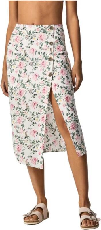 Pepe Jeans Bloemenprint marralrok , Wit, Dames