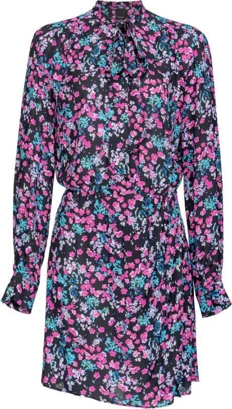 pinko Blnio Abito Crepe DE Chine Stampa Fiore Micro , Paars, Dames