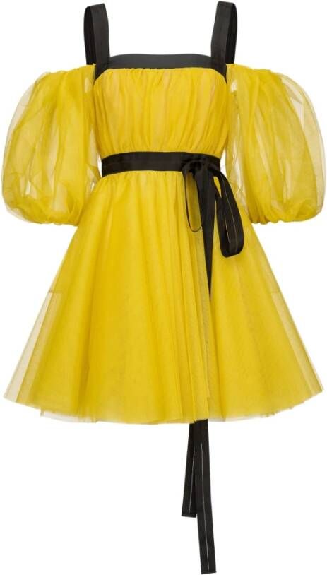 pinko Pitaya 2 Abito Tulle Rigido , Geel, Dames