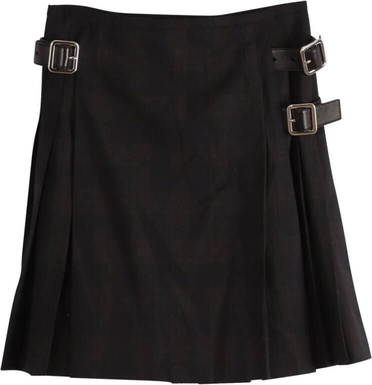 Prada Vintage Prada Pleated Skirt in Black Wool , Blauw, Dames