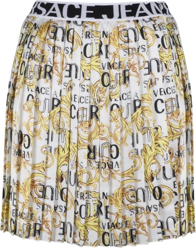 Versace Jeans Couture Logo Couture Pleated Skirt , Wit, Dames