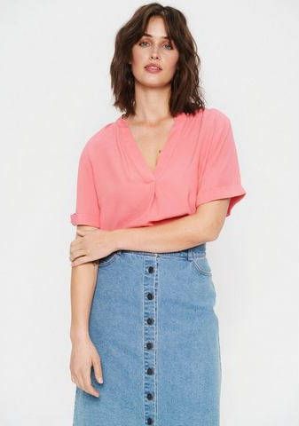 Saint Tropez Blouse zonder sluiting SZ AGNES BLUSENTOP Fijne blouse crêpekwaliteit