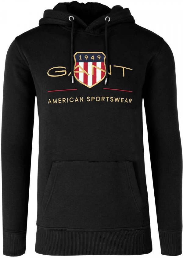 GANT Regular Fit Hooded Sweatshirt zwart, Bedrukt