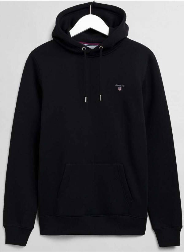 GANT Regular Fit Hooded Sweatshirt zwart, Effen