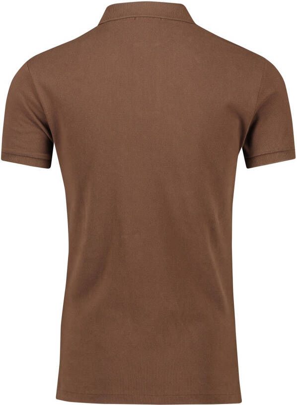 Polo Ralph Lauren polo Slim Fit bruin effen katoen korte mouwen