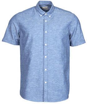 ESPRIT edc Men gemêleerd regular fit overhemd blauw