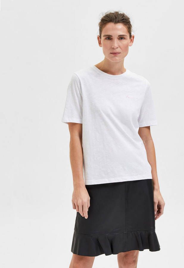 Selected Femme T shirts Cabella Shortsleeve O Neck Printed Tee Wit