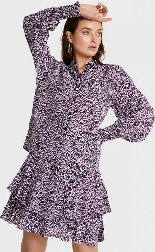 Alix the Label Paarse Minirok Ladies Woven Abstract Viscose Skirt