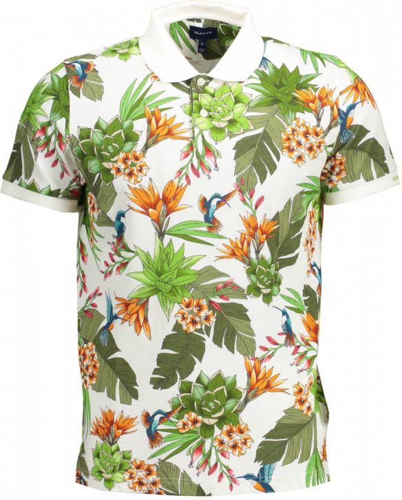 Gant Poloshirt 100% katoen bloemenprint wit