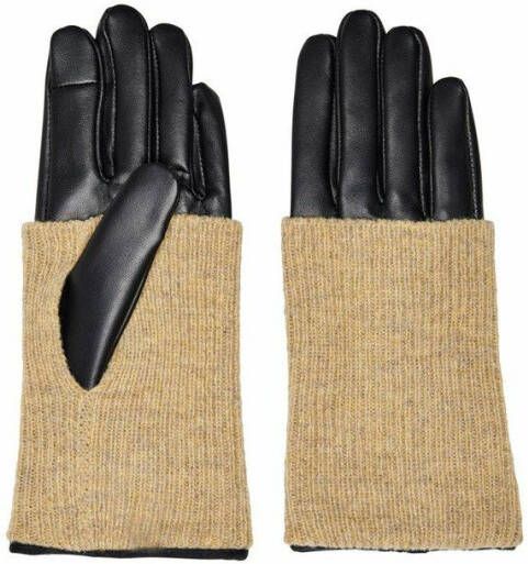 ONLY leren handschoenen zwart/beige