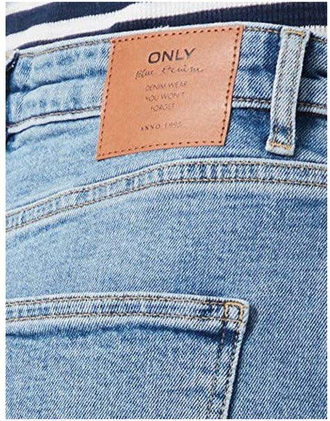 ONLY high waist wide leg jeans ONLJUICY medium blue denim
