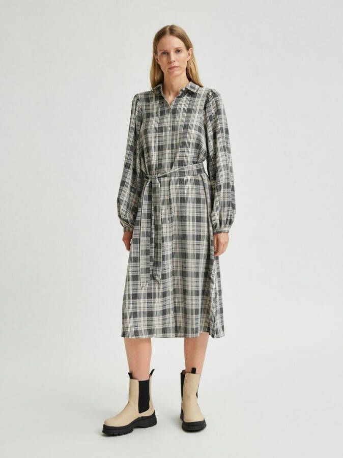 Selected Femme Blousejurk ruitjesprint ceintuur