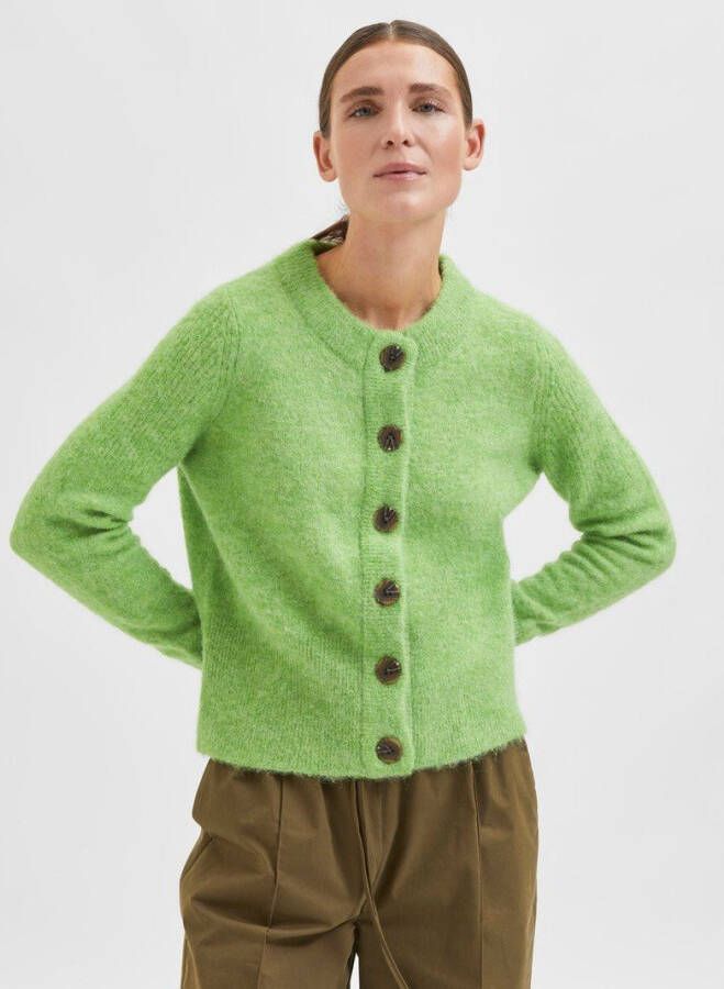 Selected Femme Lulu Ls Knit Short Cardigan , Groen, Dames