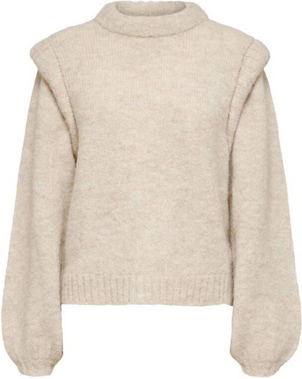 Selected Femme Randi Knit O Neck Gensere , Beige, Dames