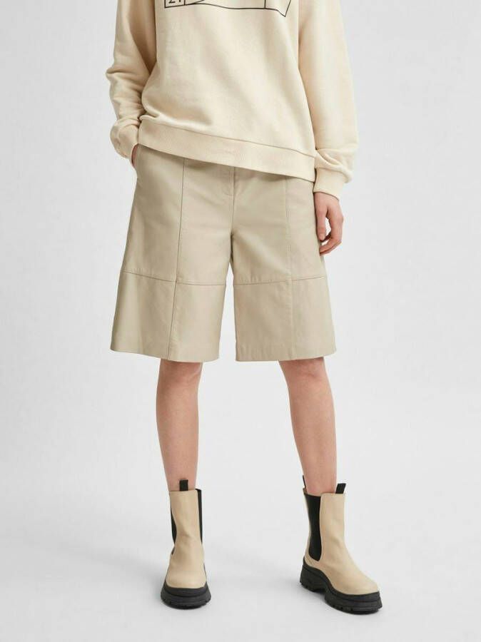 Selected Femme Leren short lang zacht lamsleder