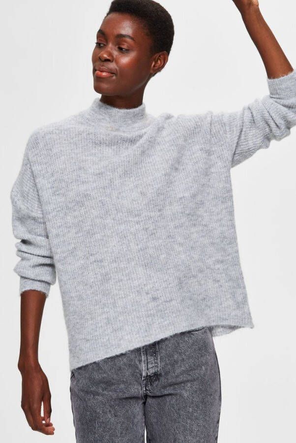 Selected Femme Hoge hals breigoed , Grijs, Dames