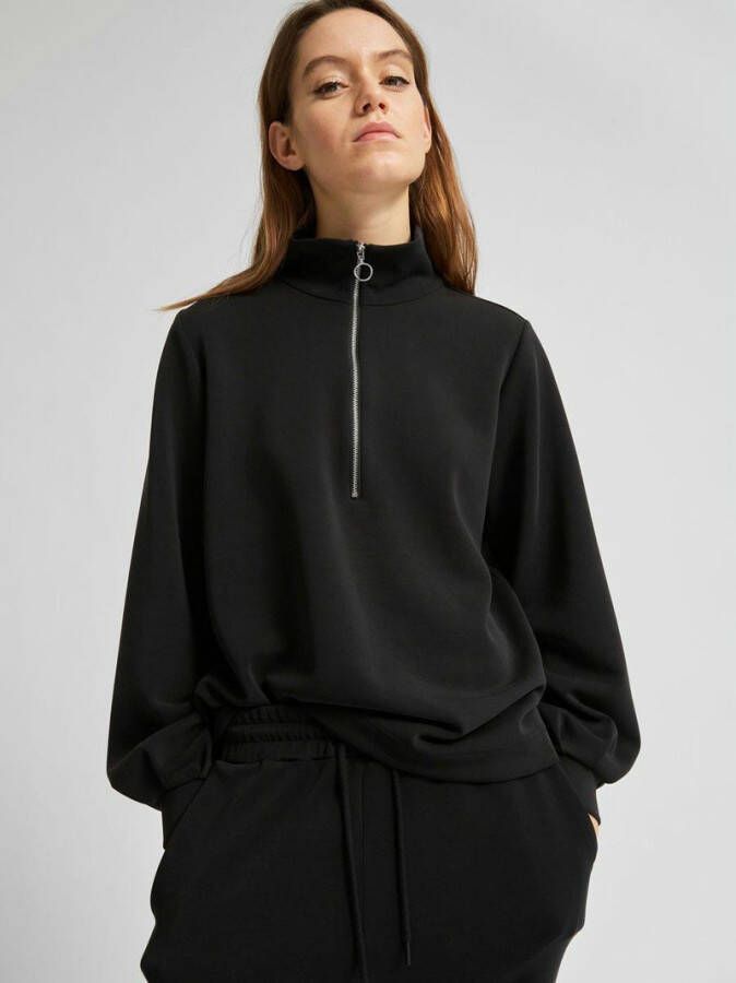Selected Femme Slftenny Zip Sweat Hoodie , Zwart, Dames