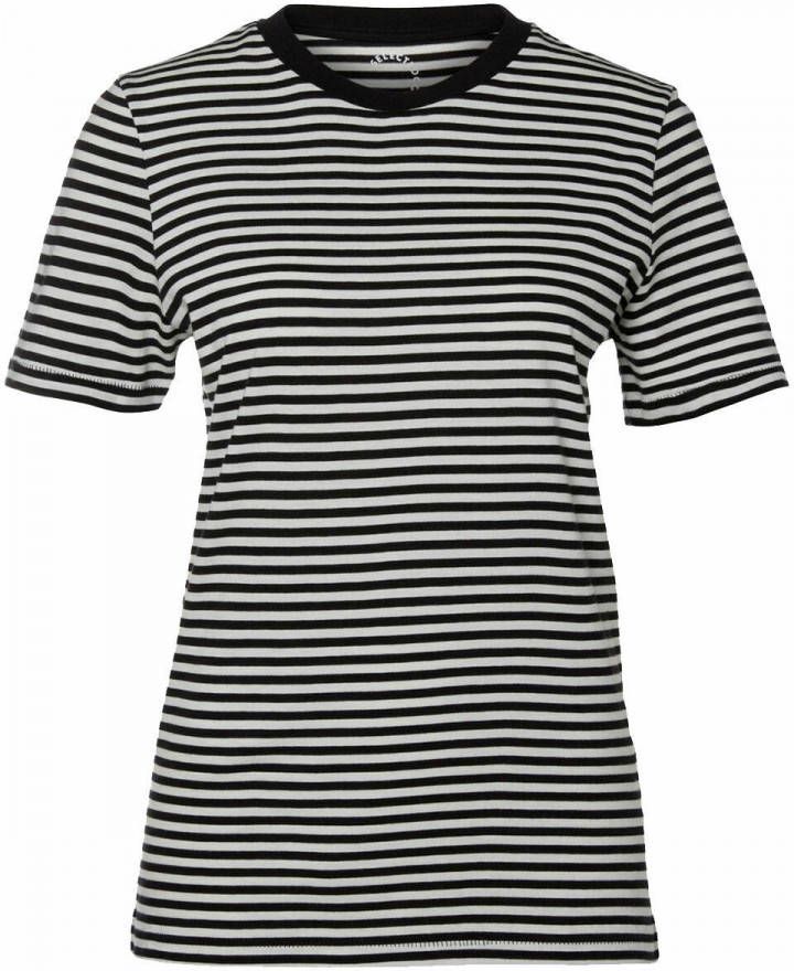 Selected Femme T shirts My Perfect Short Sleeve T Box Cut Stripe Zwart