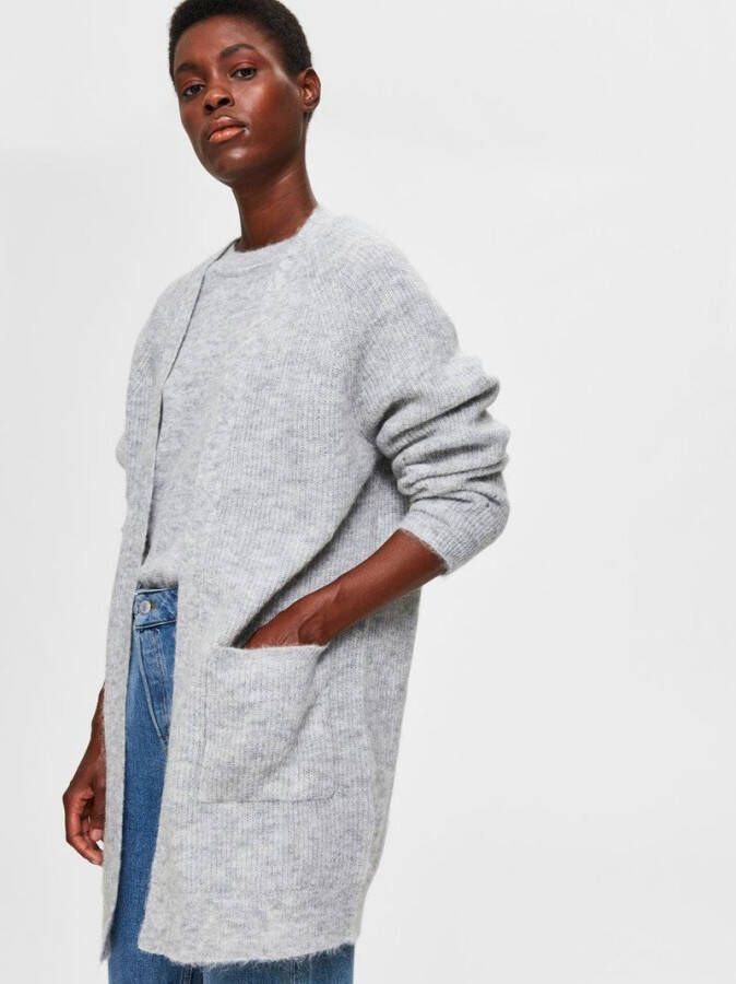 Selected Femme u Knit Long Cardigan , Grijs, Dames