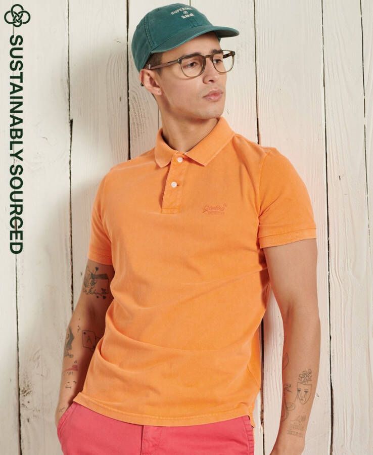 Superdry slim fit polo van biologisch katoen licht oranje