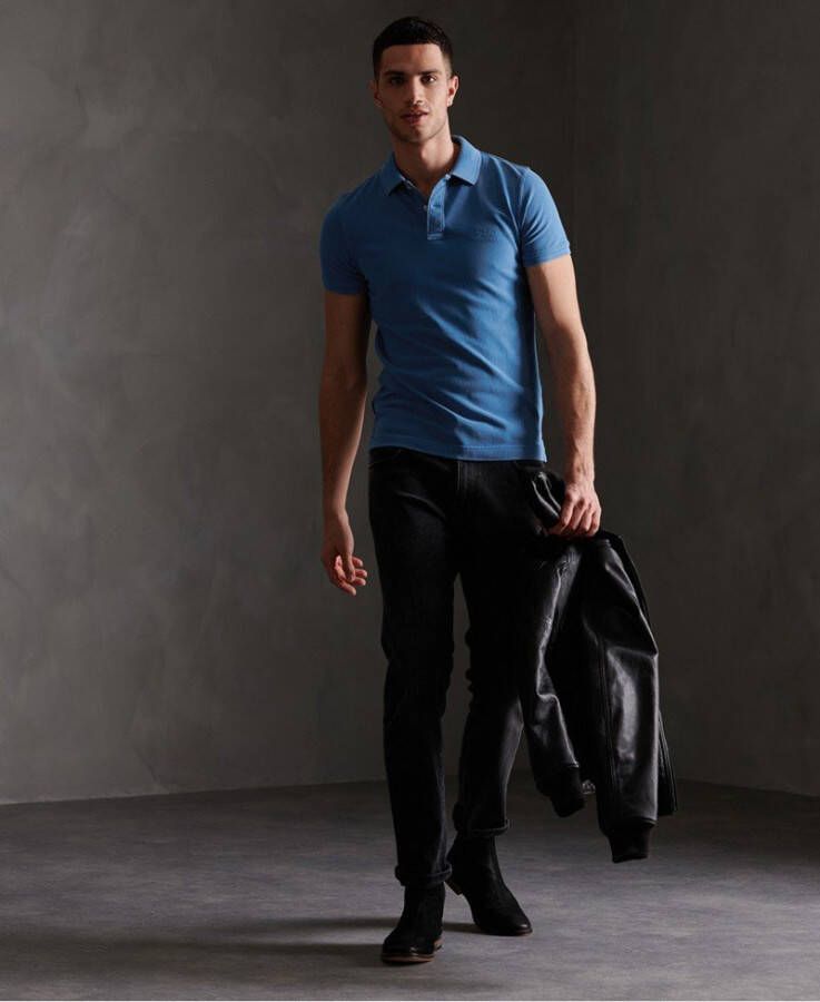 Superdry Vintage Destroyed Pique Polo Blauw